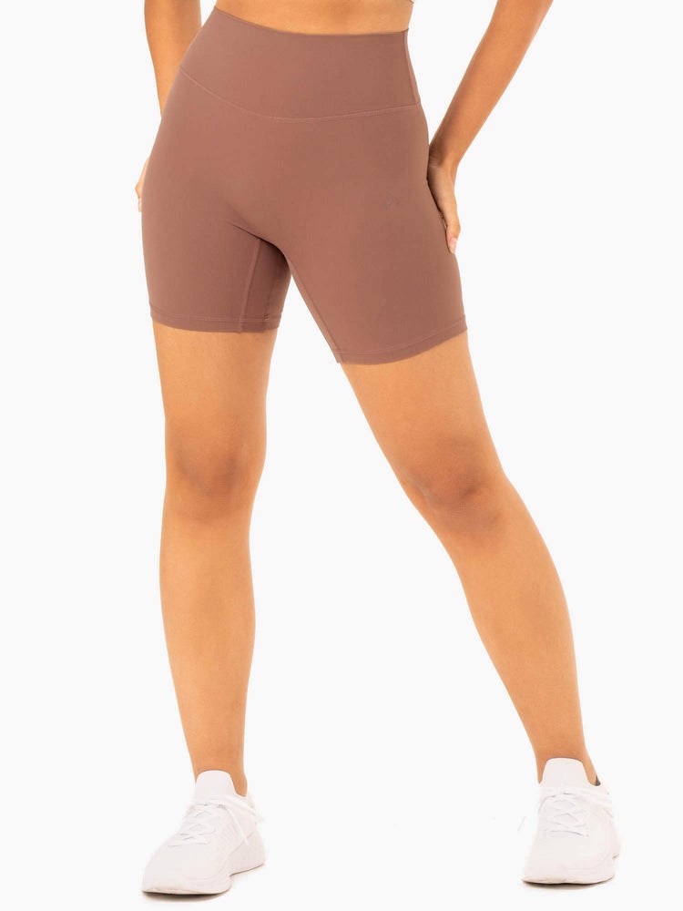 Ryderwear NKD Refine High Waisted Shorts Mocha | BZV-069523