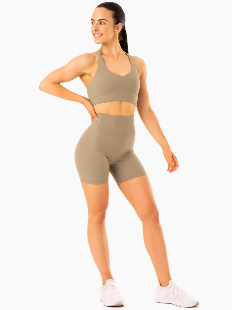 Ryderwear NKD Refine High Waisted Shorts Khaki | GHI-351249