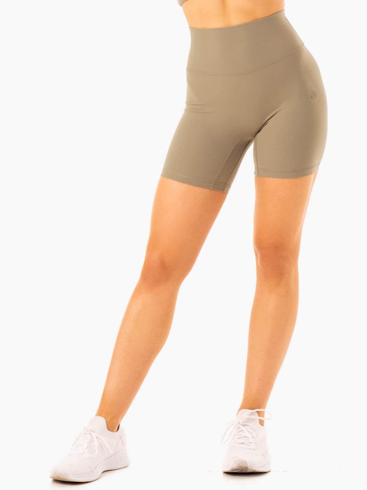 Ryderwear NKD Refine High Waisted Shorts Khaki | GHI-351249