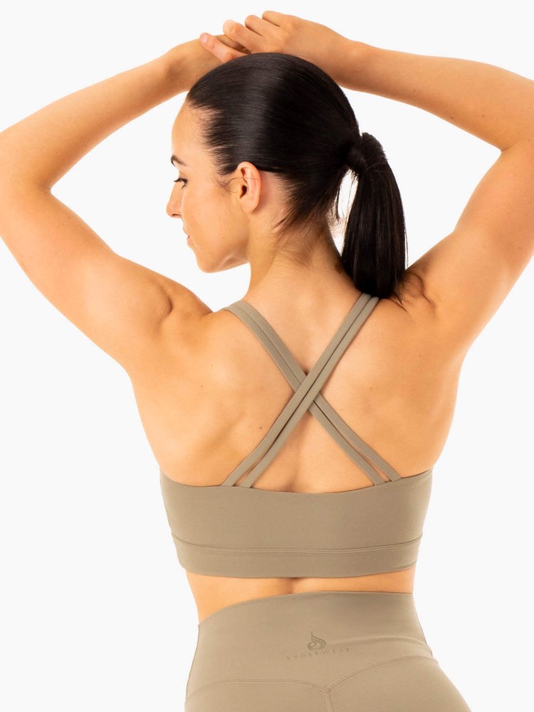 Ryderwear NKD Refine Sports Bra Khaki | ANU-421397