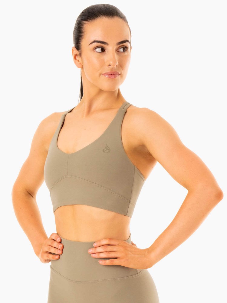 Ryderwear NKD Refine Sports Bra Khaki | ANU-421397