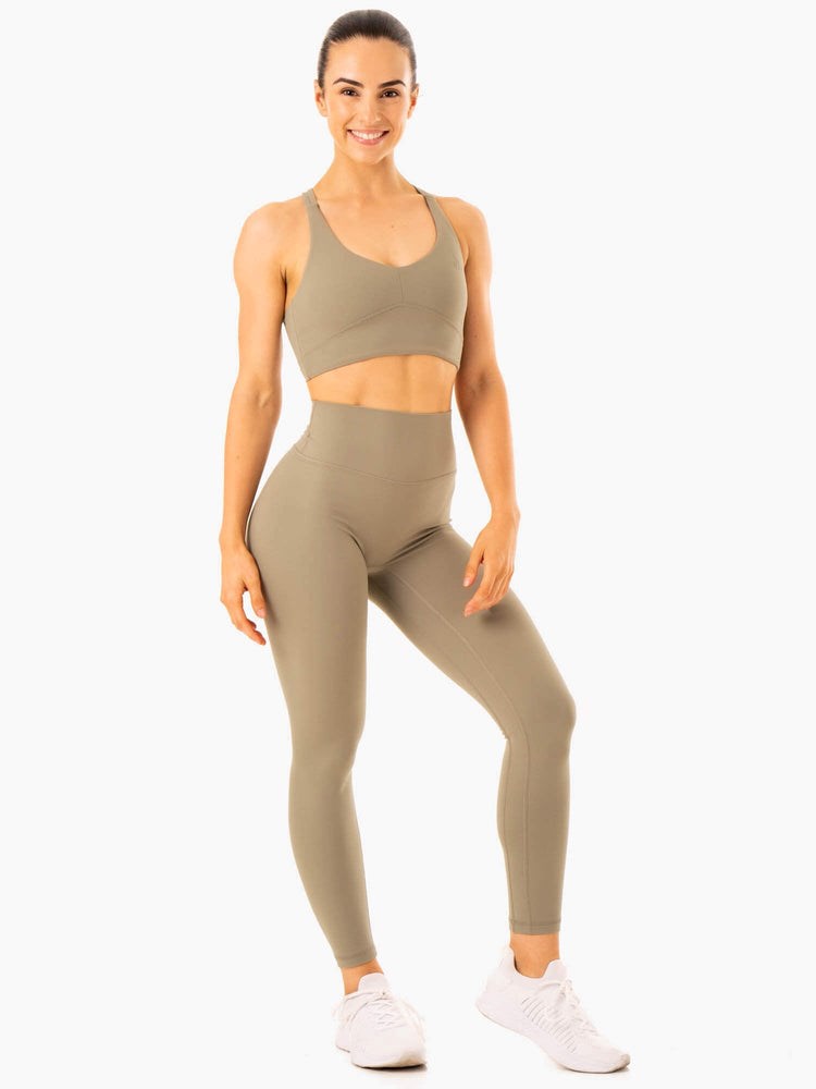 Ryderwear NKD Refine Sports Bra Khaki | ANU-421397