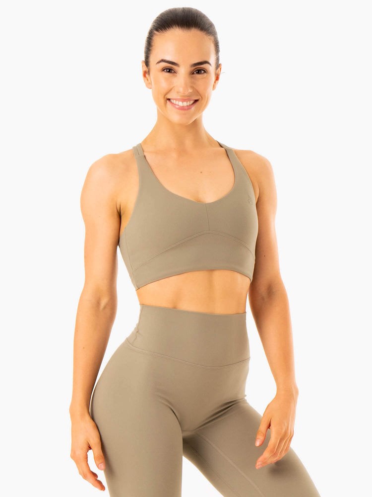 Ryderwear NKD Refine Sports Bra Khaki | ANU-421397