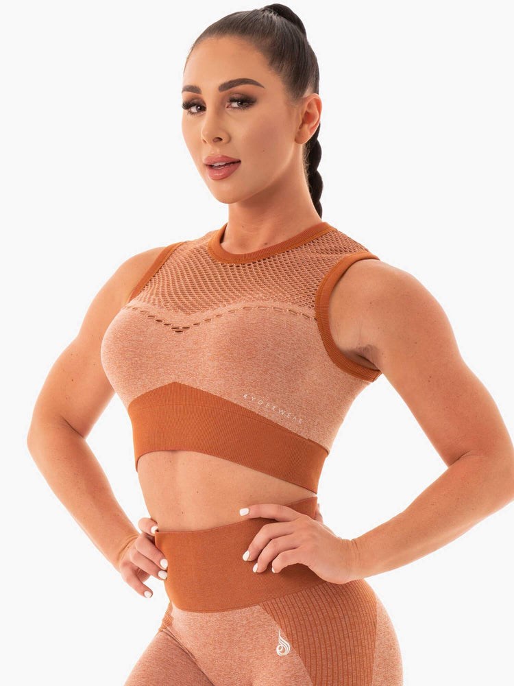 Ryderwear Oasis Seamless Crop Top Desert Rust | VBQ-316470