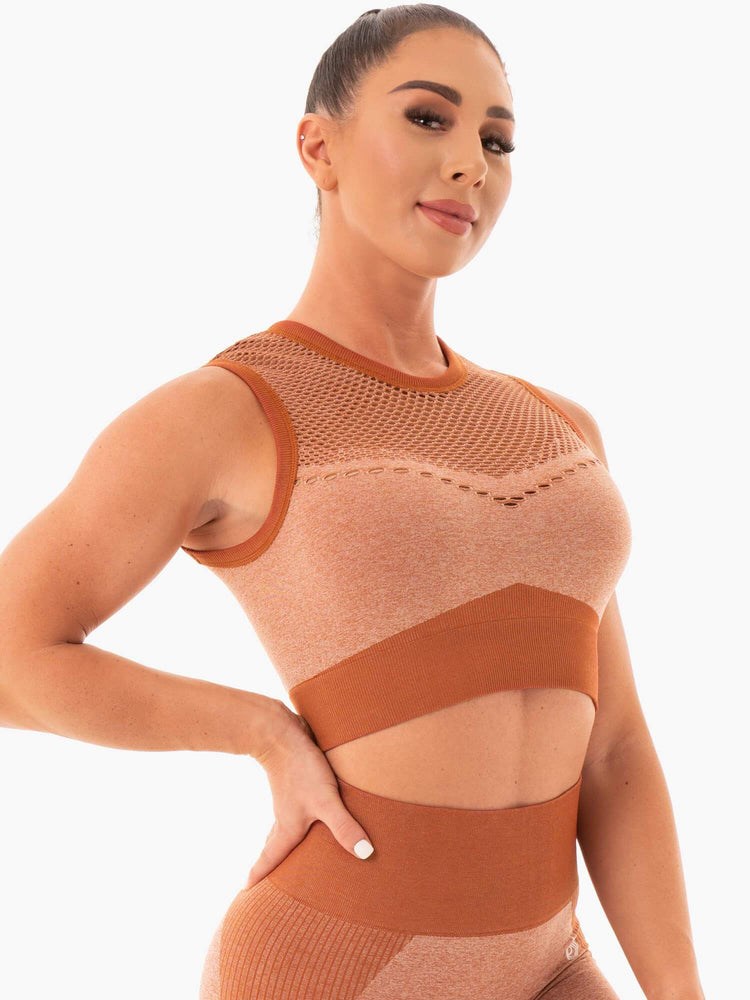 Ryderwear Oasis Seamless Crop Top Desert Rust | VBQ-316470