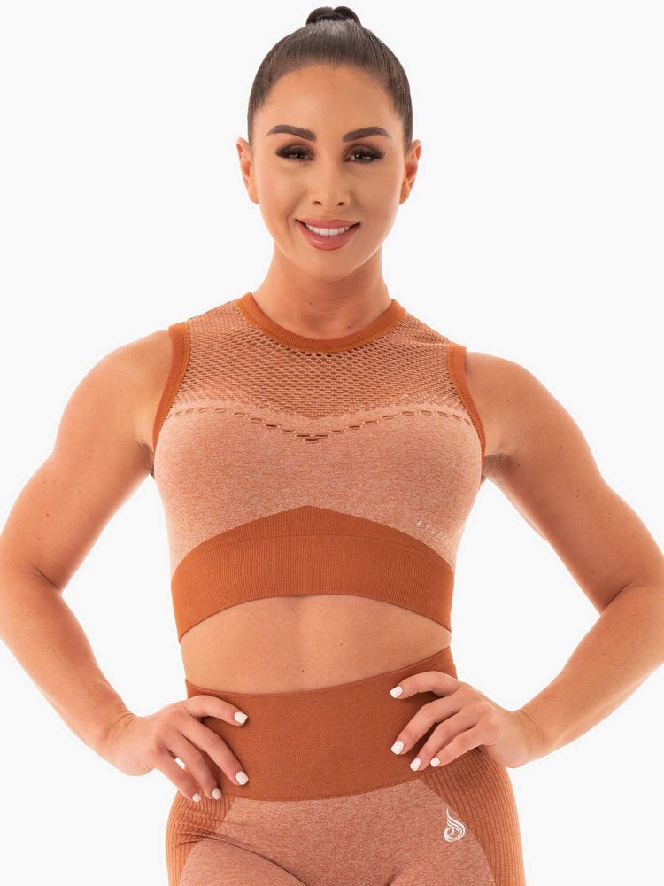 Ryderwear Oasis Seamless Crop Top Desert Rust | VBQ-316470