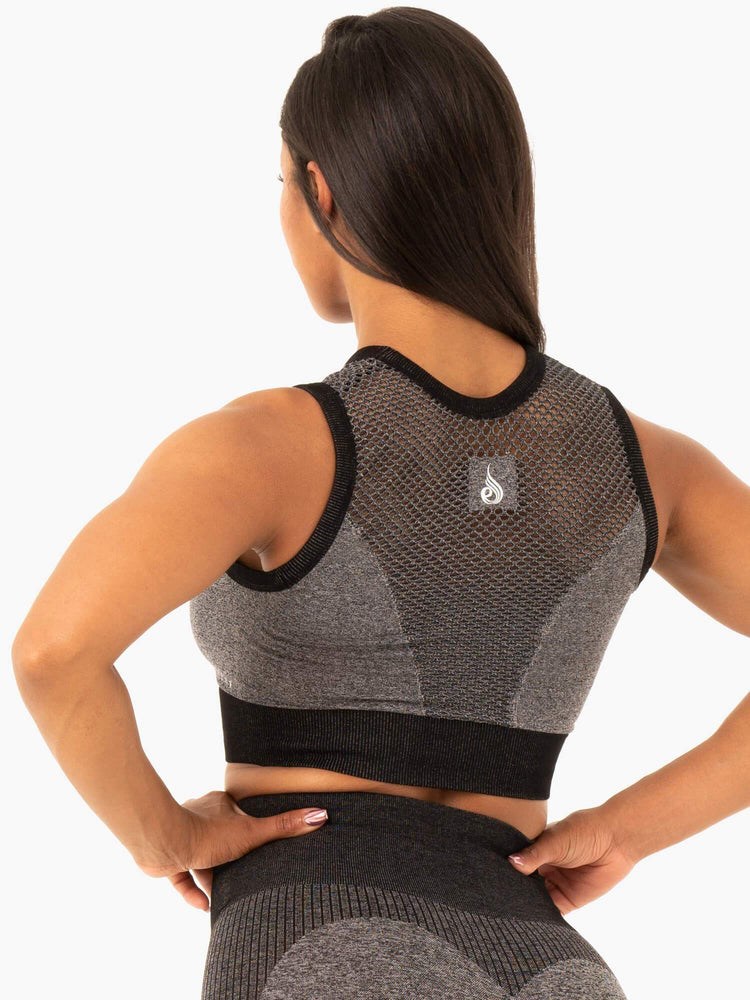 Ryderwear Oasis Seamless Crop Top Svarta | WME-109437