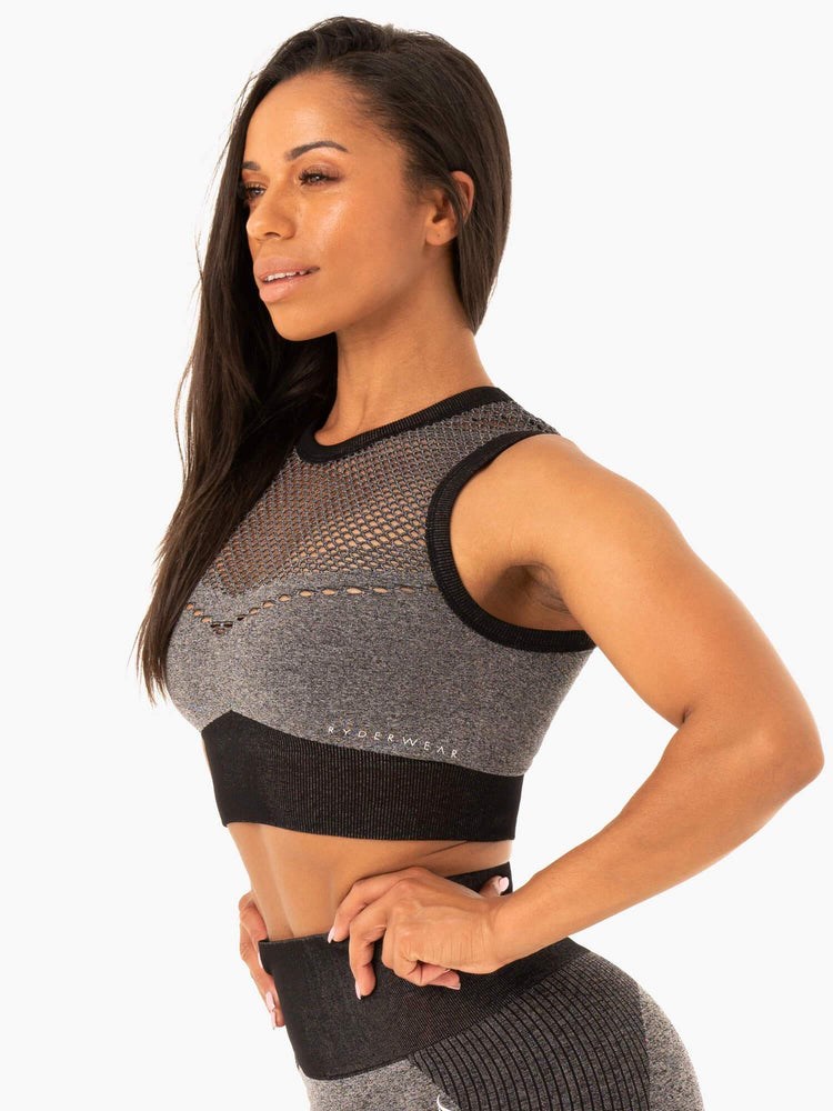 Ryderwear Oasis Seamless Crop Top Svarta | WME-109437