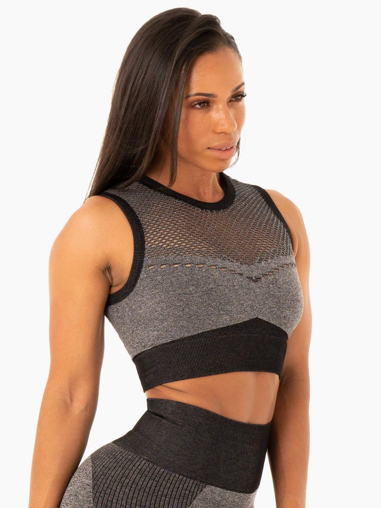 Ryderwear Oasis Seamless Crop Top Svarta | WME-109437