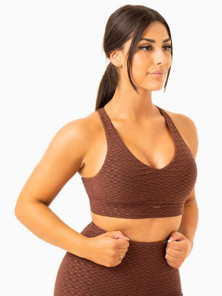 Ryderwear Optic V-Neck Sports Bra Choklad | UVF-539486