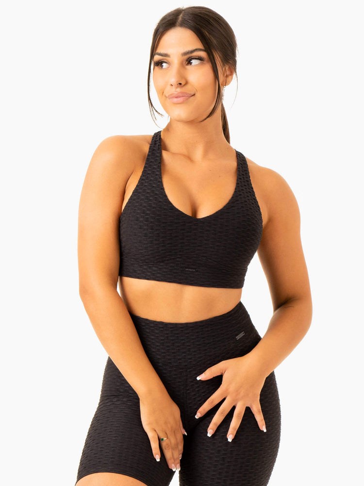 Ryderwear Optic V-Neck Sports Bra Svarta | MCE-713560