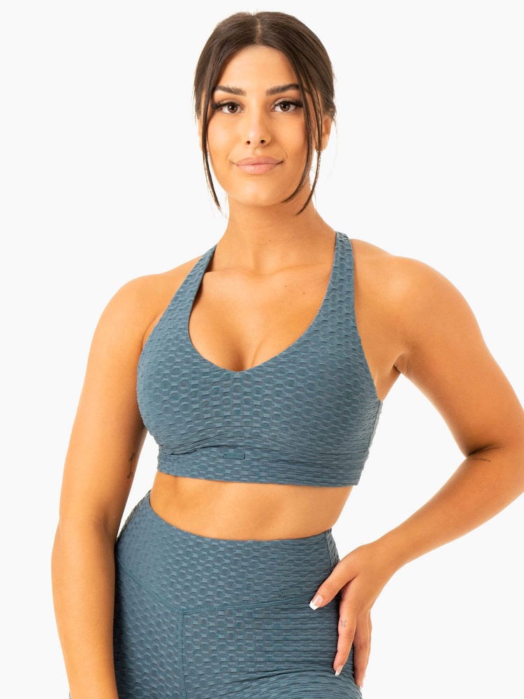 Ryderwear Optic V-Neck Sports Bra Teal | DVE-739560