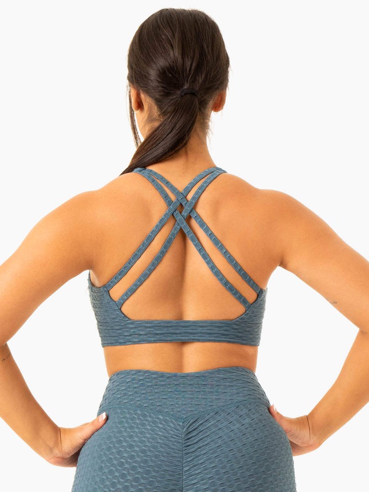 Ryderwear Optic V-Neck Sports Bra Teal | DVE-739560