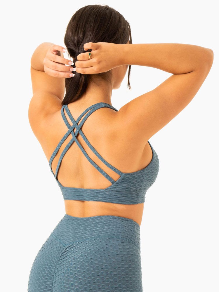 Ryderwear Optic V-Neck Sports Bra Teal | DVE-739560