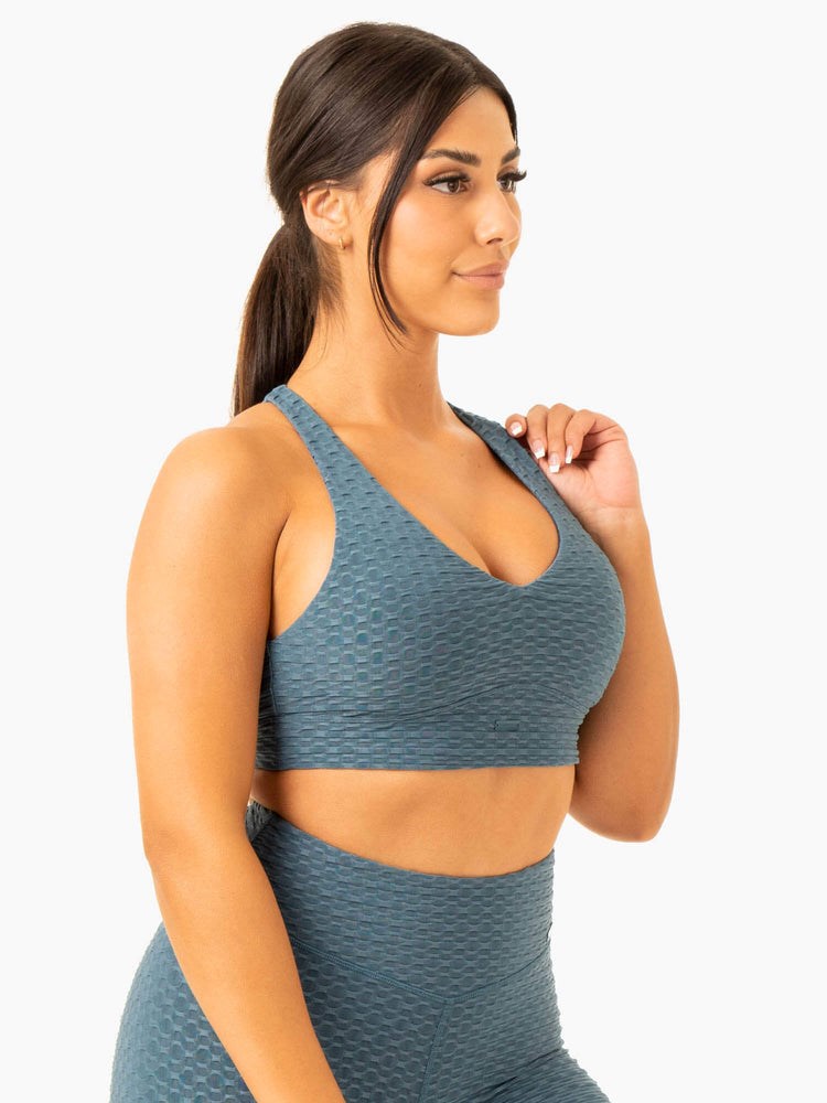 Ryderwear Optic V-Neck Sports Bra Teal | DVE-739560