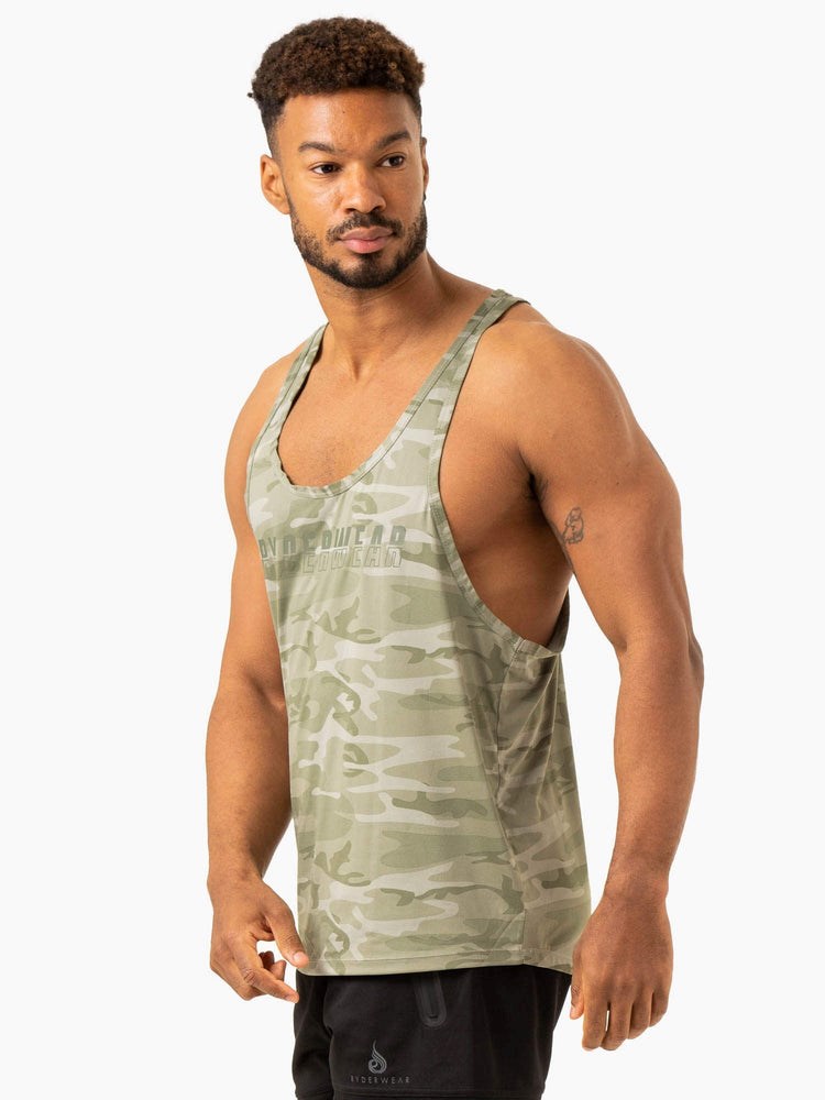 Ryderwear Overdrive Stringer T-Back Gröna Camo | NEO-450317