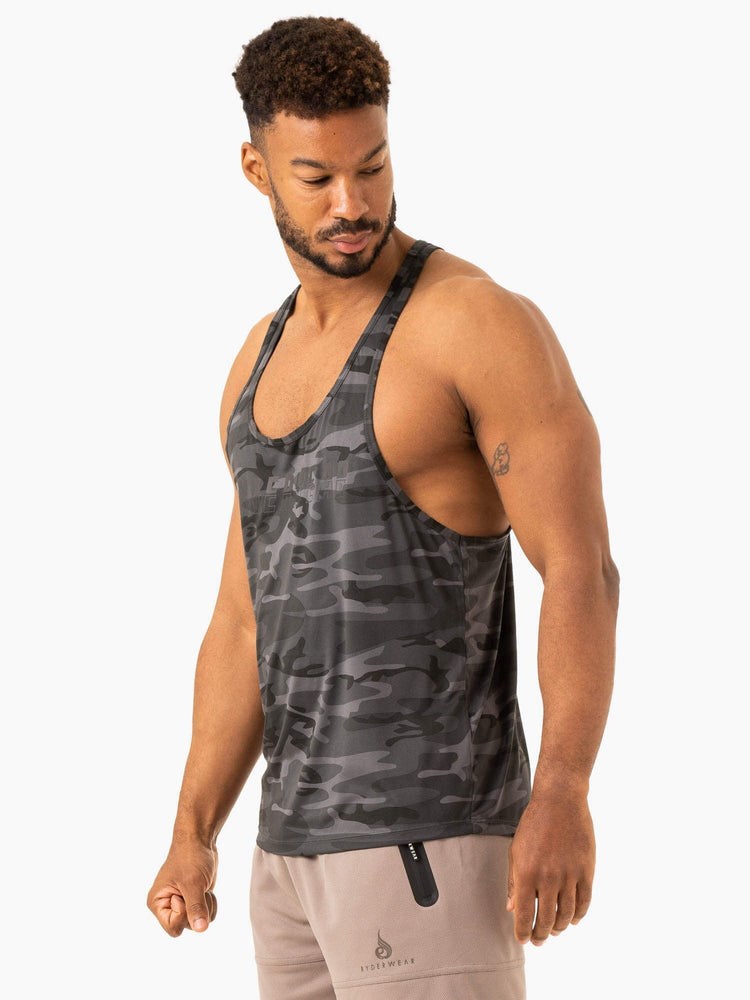 Ryderwear Overdrive Stringer T-Back Svarta Camo | QHN-160295