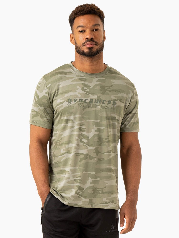 Ryderwear Overdrive T-Shirt Gröna Camo | FLB-170356