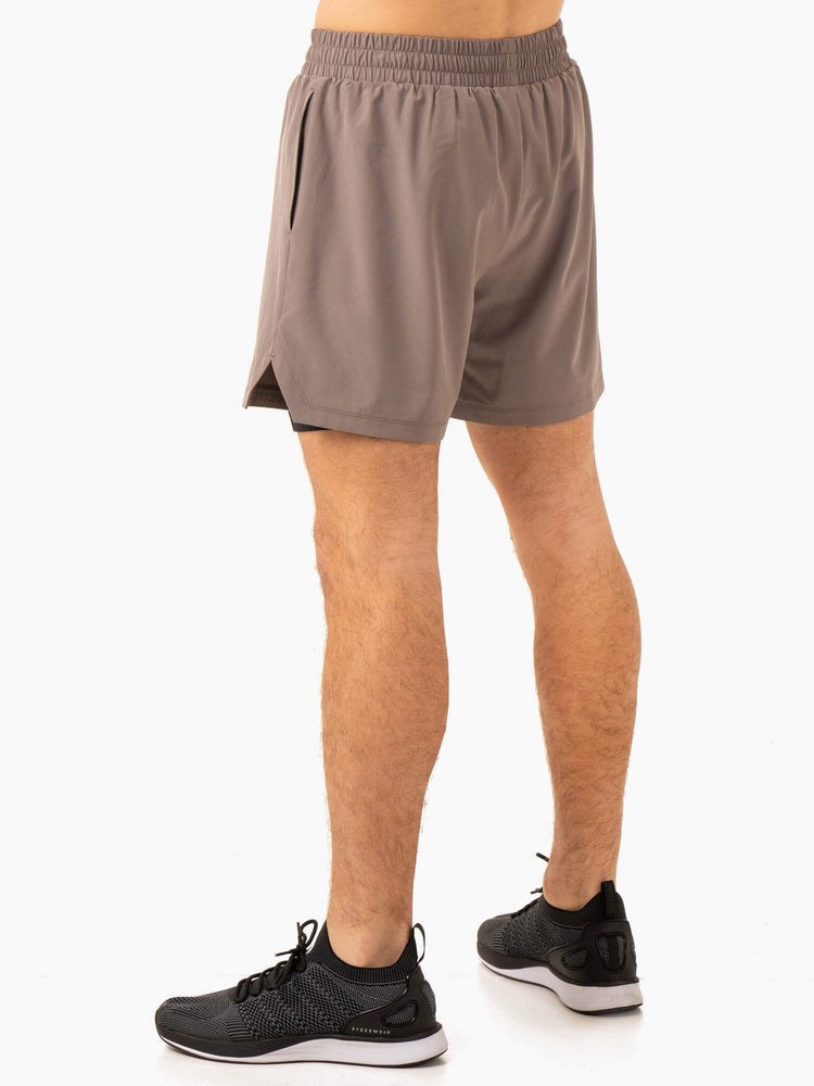 Ryderwear Pursuit 2 In 1 Tränings Shorts Taupe | DOZ-845603