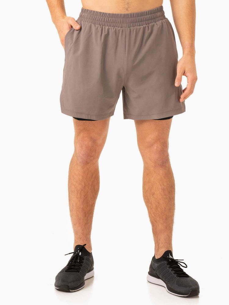 Ryderwear Pursuit 2 In 1 Tränings Shorts Taupe | DOZ-845603