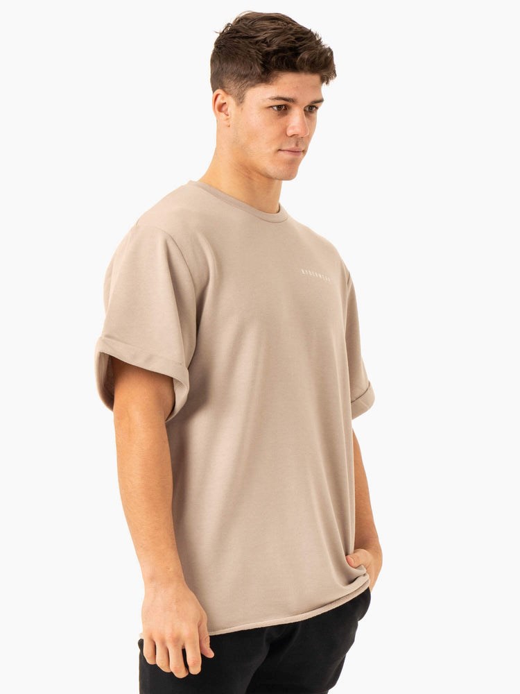 Ryderwear Pursuit Oversized Fleece T-Shirt Sand | FVW-648957