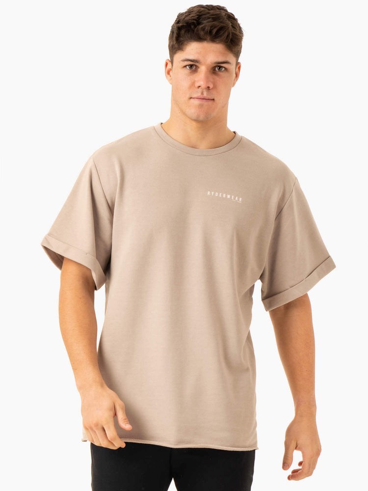 Ryderwear Pursuit Oversized Fleece T-Shirt Sand | FVW-648957