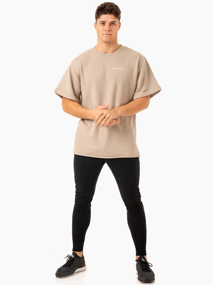 Ryderwear Pursuit Oversized Fleece T-Shirt Sand | FVW-648957