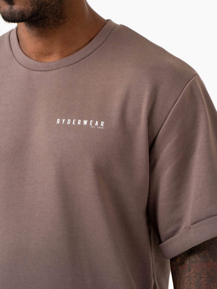 Ryderwear Pursuit Oversized Fleece T-Shirt Taupe | JFH-910374