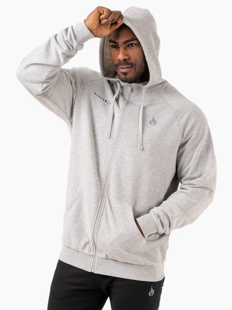 Ryderwear Pursuit Zip Up Hoodie Ljusgrå | AZD-462718