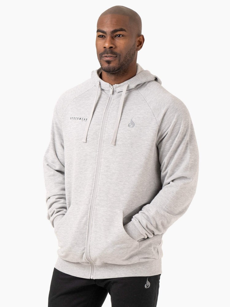 Ryderwear Pursuit Zip Up Hoodie Ljusgrå | AZD-462718