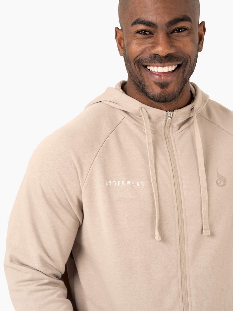 Ryderwear Pursuit Zip Up Hoodie Sand | UOQ-651903