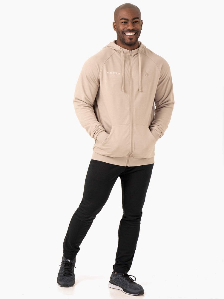 Ryderwear Pursuit Zip Up Hoodie Sand | UOQ-651903