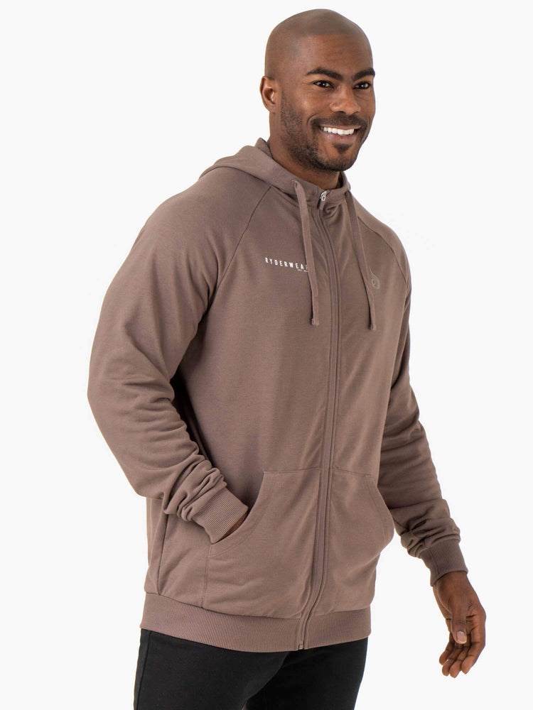 Ryderwear Pursuit Zip Up Hoodie Taupe | BXD-239058