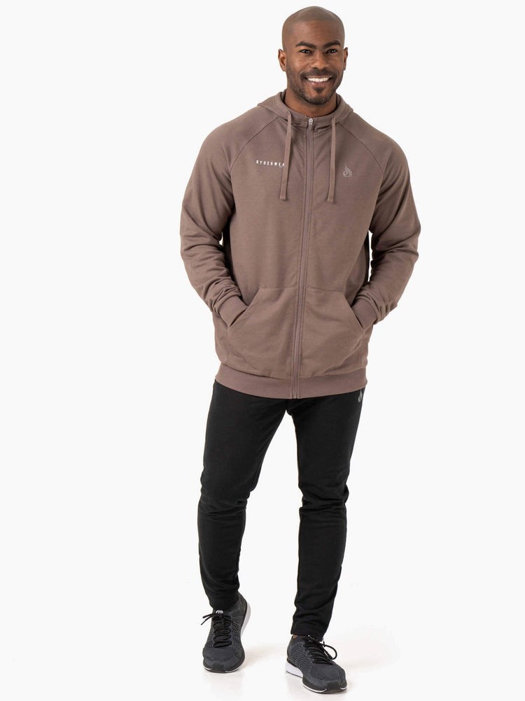 Ryderwear Pursuit Zip Up Hoodie Taupe | BXD-239058