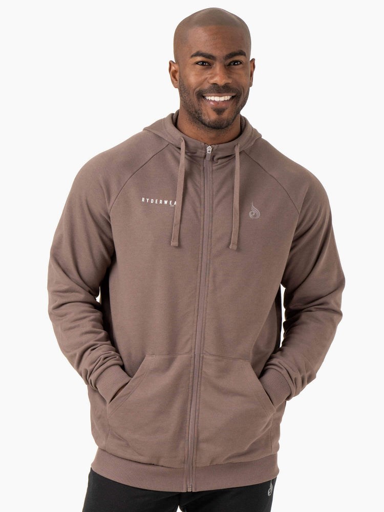 Ryderwear Pursuit Zip Up Hoodie Taupe | BXD-239058