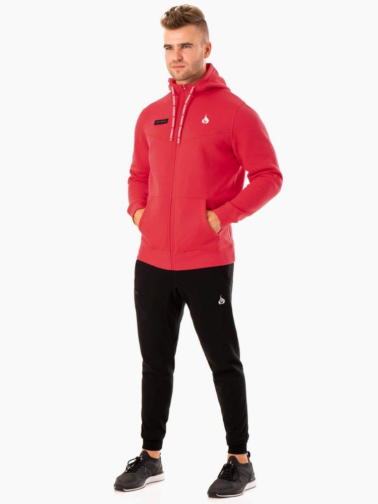 Ryderwear Recharge Zip Up Hoodie Röda | BHJ-602479