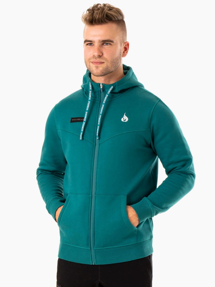 Ryderwear Recharge Zip Up Hoodie Teal | RBA-328791