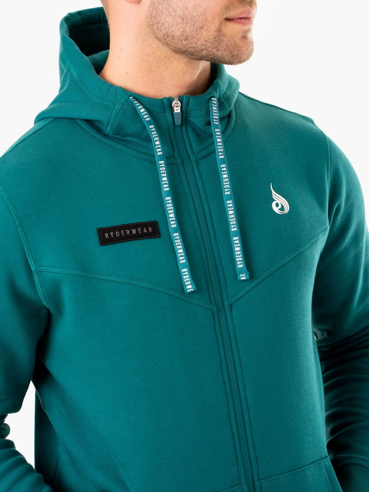 Ryderwear Recharge Zip Up Hoodie Teal | RBA-328791