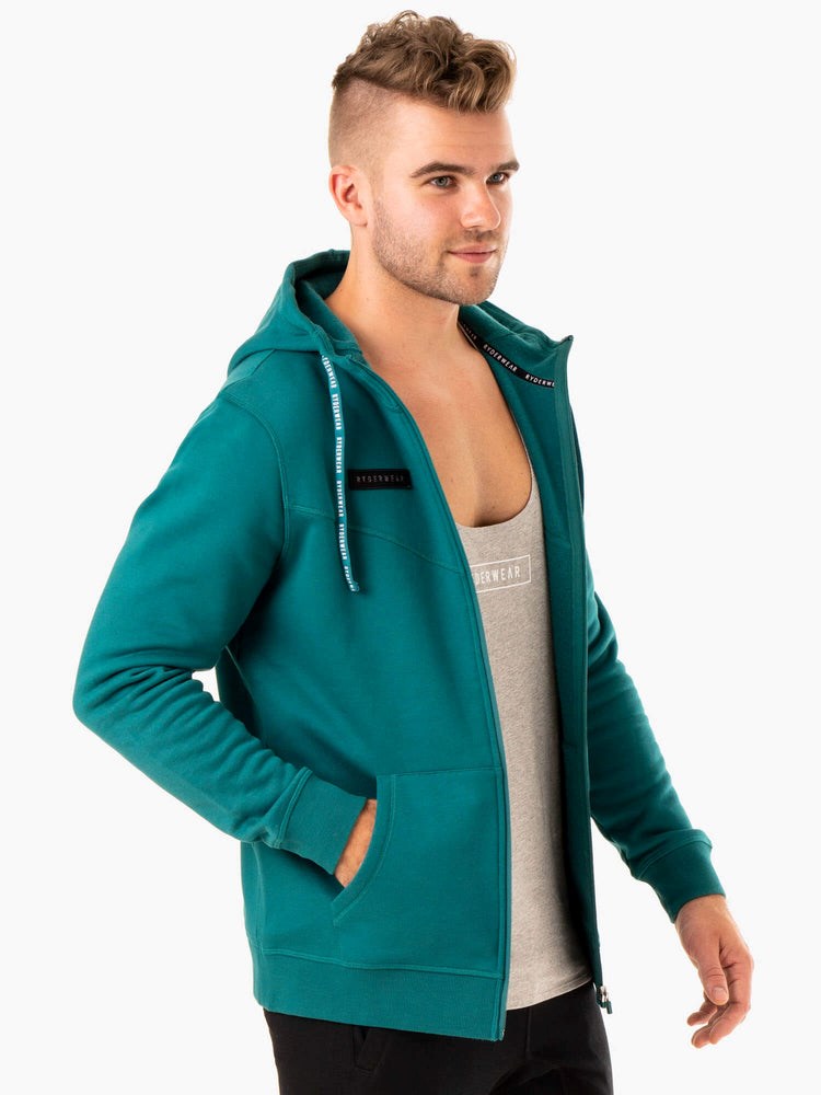 Ryderwear Recharge Zip Up Hoodie Teal | RBA-328791