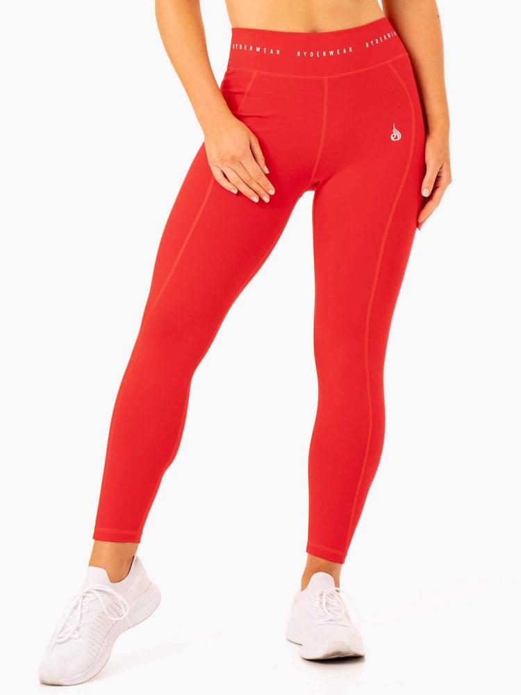 Ryderwear Reflex High Waisted Leggings Röda | MEP-139826