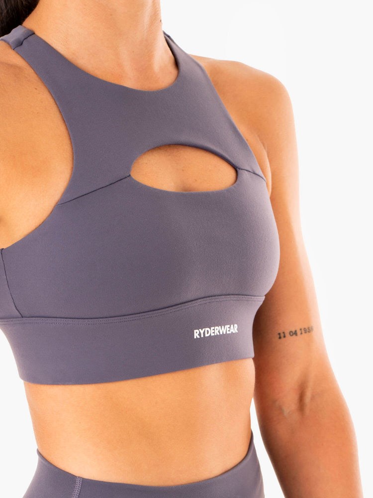 Ryderwear Replay Cut Out Sports Bra Charcoal | QBL-937158