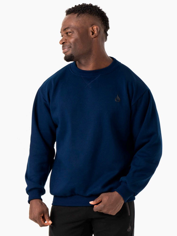 Ryderwear Reset Fleece Crew Neck Blå | WBN-873950