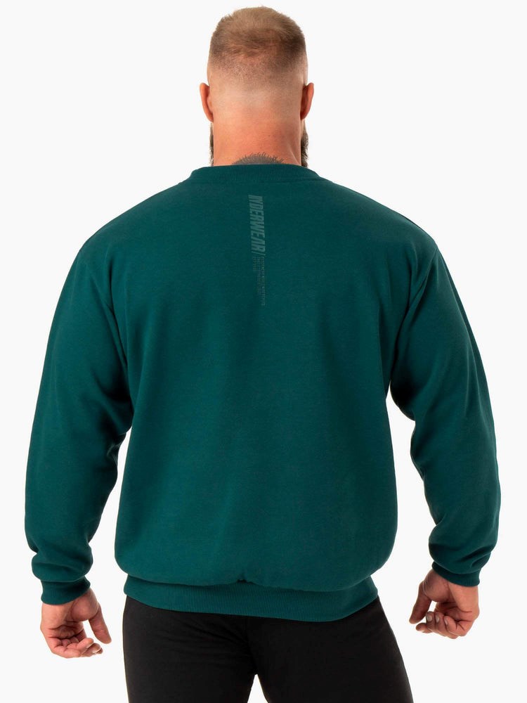 Ryderwear Reset Fleece Crew Neck Emerald | NQX-690571