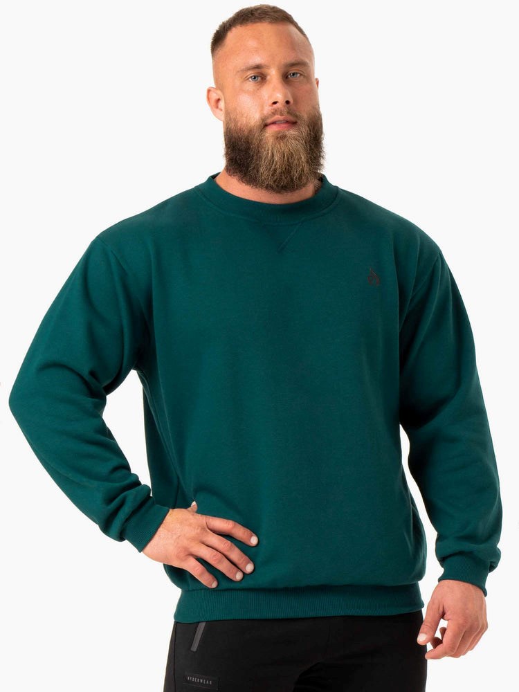 Ryderwear Reset Fleece Crew Neck Emerald | NQX-690571