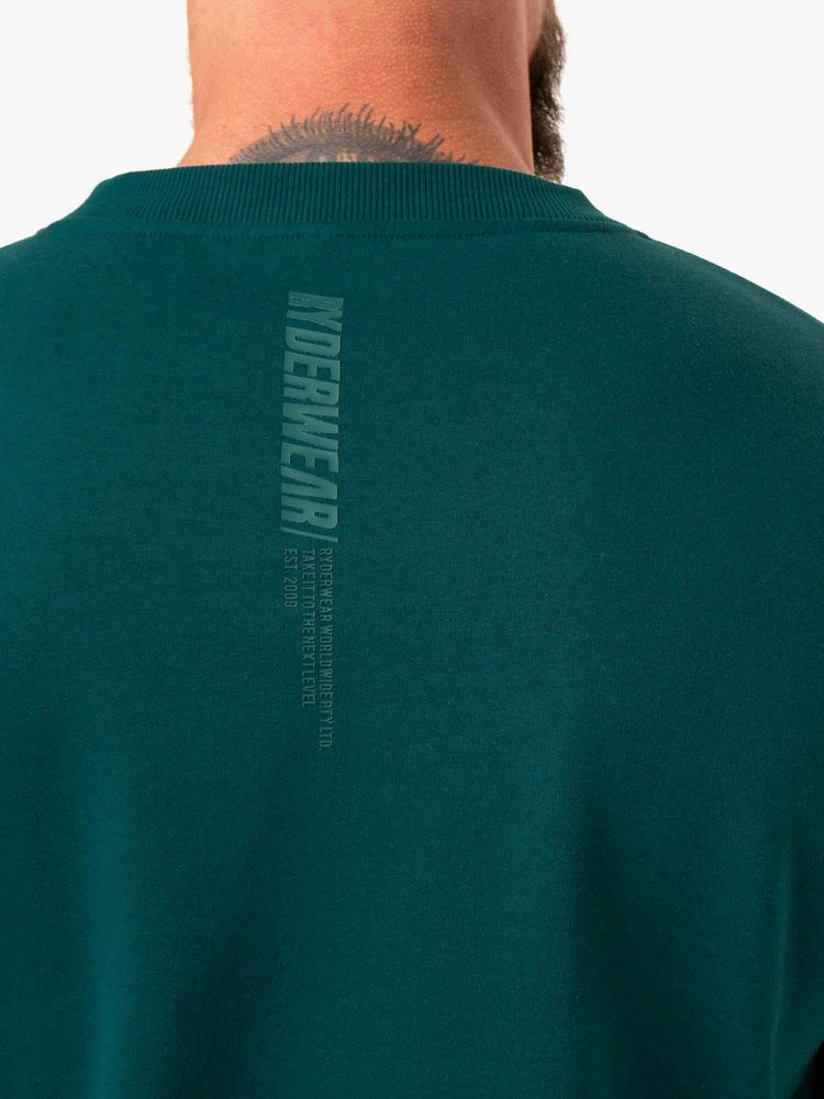 Ryderwear Reset Fleece Crew Neck Emerald | NQX-690571