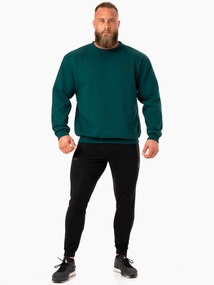 Ryderwear Reset Fleece Crew Neck Emerald | NQX-690571