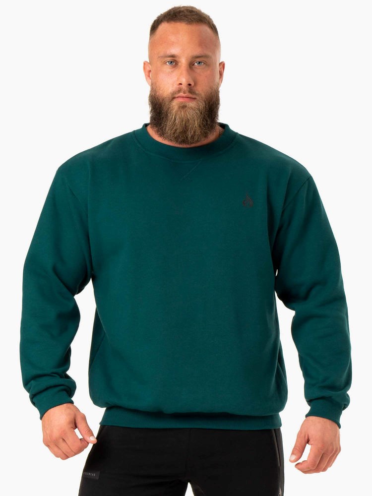 Ryderwear Reset Fleece Crew Neck Emerald | NQX-690571