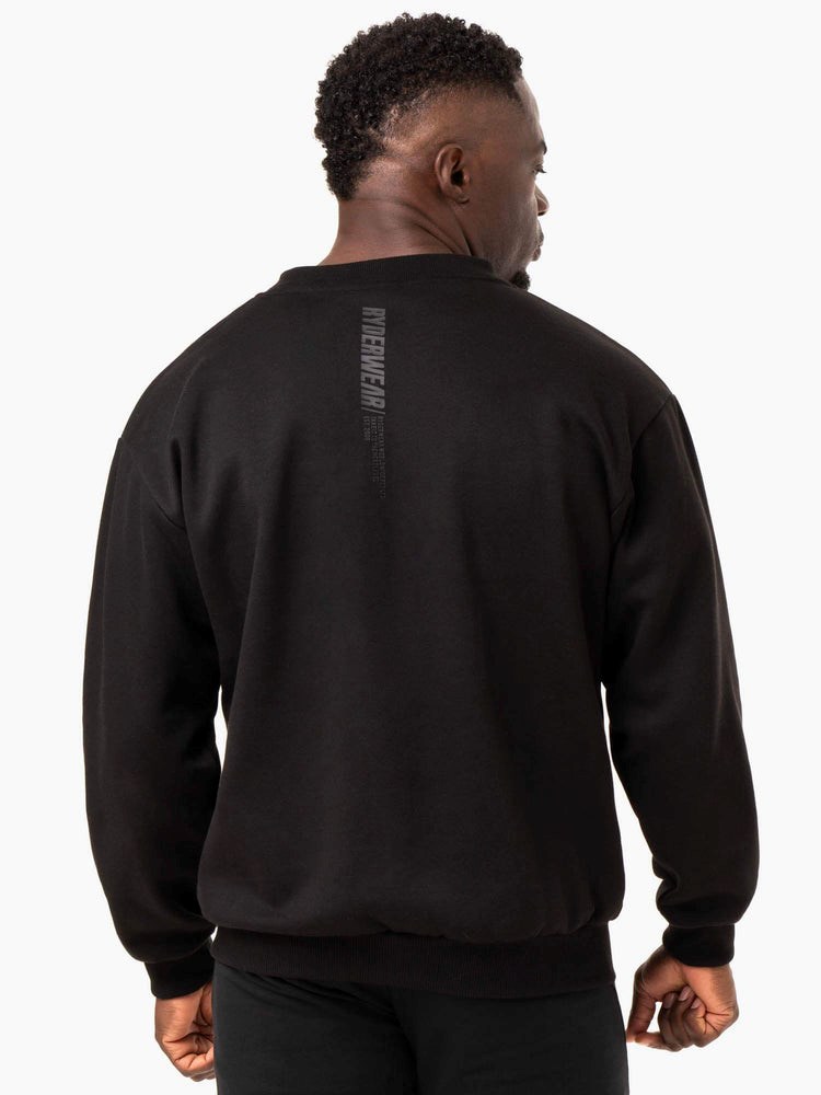 Ryderwear Reset Fleece Crew Neck Svarta | YDX-785163