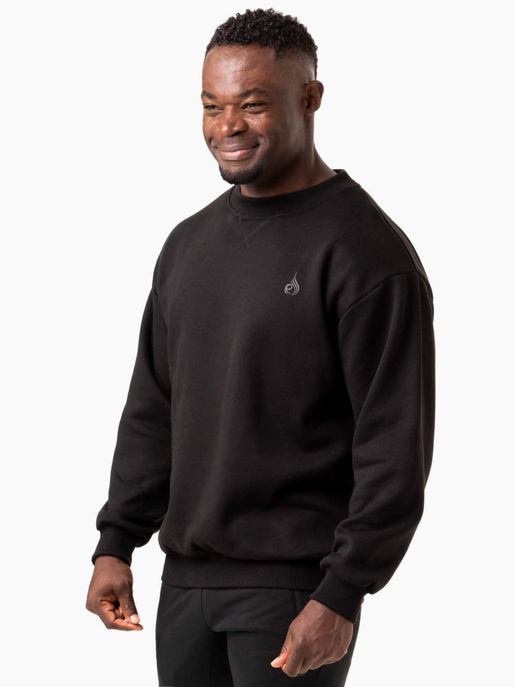 Ryderwear Reset Fleece Crew Neck Svarta | YDX-785163