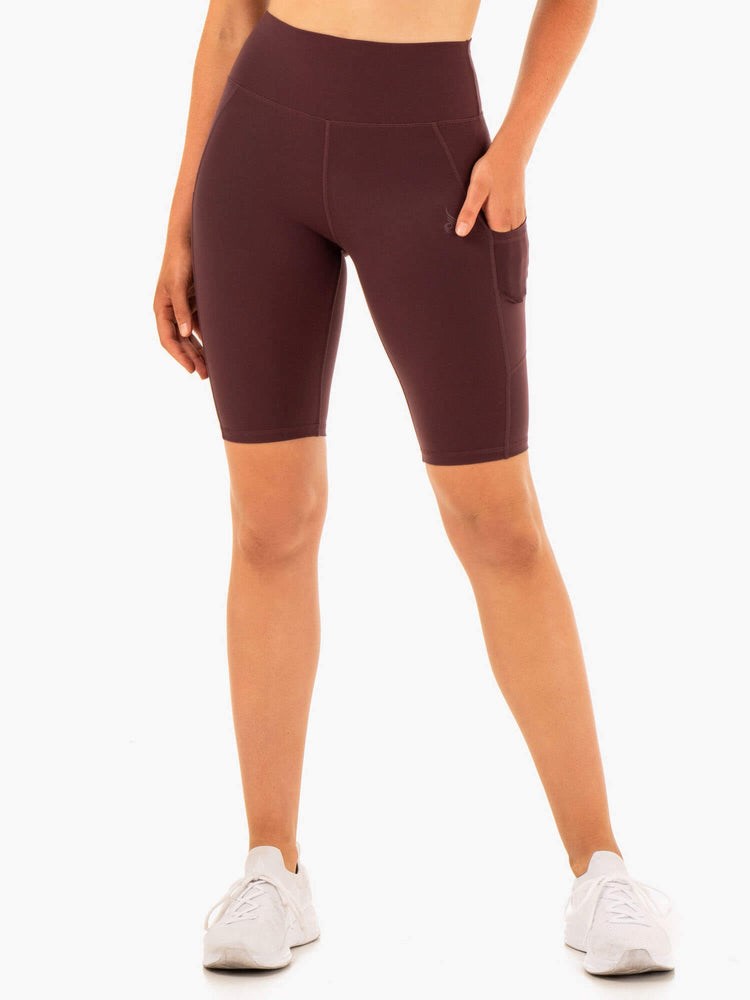 Ryderwear Reset High Waisted Pocket Bike Shorts Choklad | QVH-378296